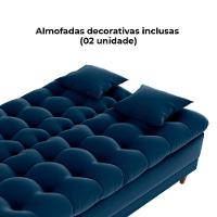 Sofa Cama 2 Lugares 185 Cm Duda Veludo E433 Milani Store Azul - 6