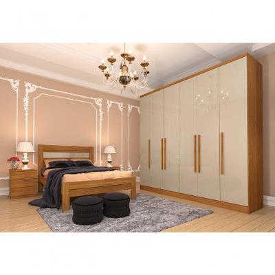 Guarda Roupa Casal Veneza 6 Portas Bater 4 Gavetas Cinamomo-Off White