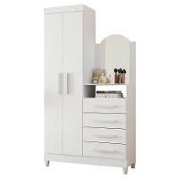 Cômoda New Capri 2 Portas E 4 Gavetas Quadriflex Branco Com Espelho - Móveis Albatroz Branco - 1