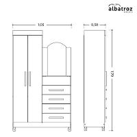 Cômoda New Capri 2 Portas E 4 Gavetas Quadriflex Branco Com Espelho - Móveis Albatroz Branco - 5