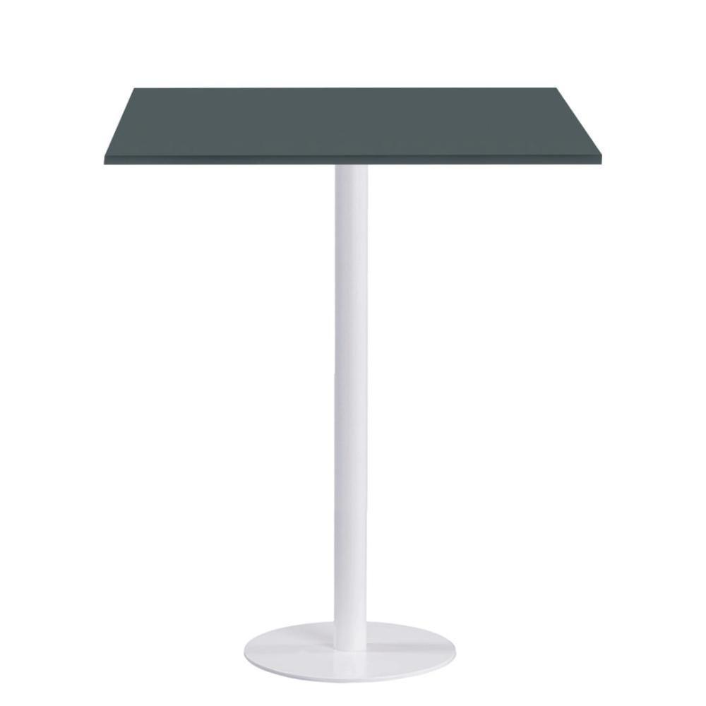 Mesa Pisa Beta Bistrô Fratini 107,50cm (a) Disco Redondo Branco Tampo Mdp Quadrado Grafito 80cm (l) - 1