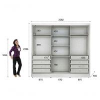 Guarda Roupa Casal Com Espelho 3 Portas 8 Gavetas - Medelim-branco - Móveis Novo Horizonte - 5