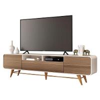 Rack Bancada época Com Mesa De Centro Sky Castanho Off White - Hb Móveis - 2