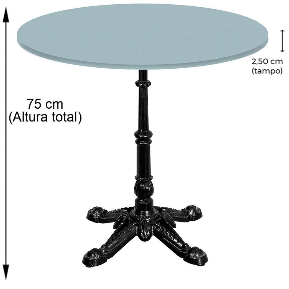 Base De Mesa Apus Em Ferro Preto 75 Cm (alt) Tampo Mdp Redondo Cinza 80 Cm (larg) X 2,5 Cm (alt) - 5