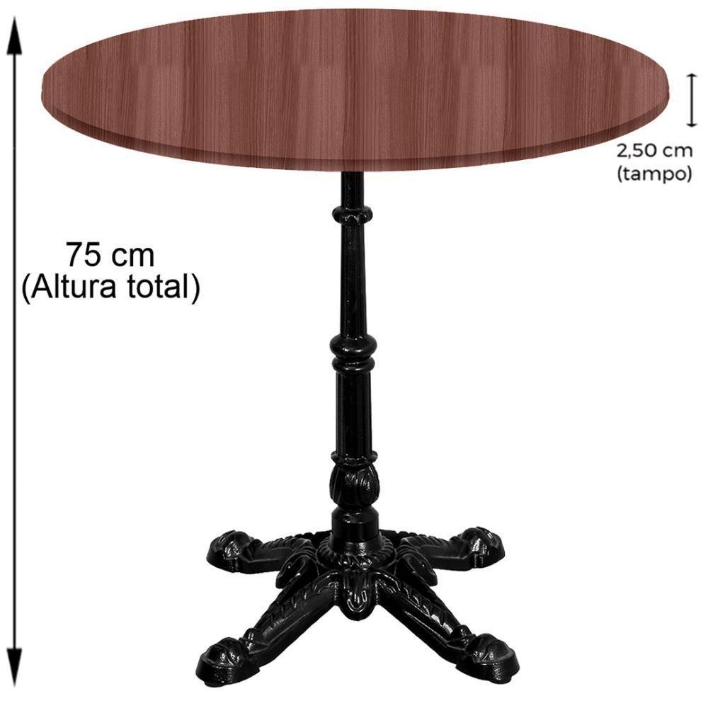 Base De Mesa Apus Em Ferro Preto 75 Cm (alt) Tampo Mdp Redondo Walnut 80 Cm (larg) X 2,50 Cm (alt) - 3