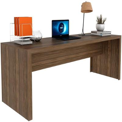 Mesa para Escritório Escrivaninha Retangular 180 cm Marrom MDF Design Moderno para Home Office