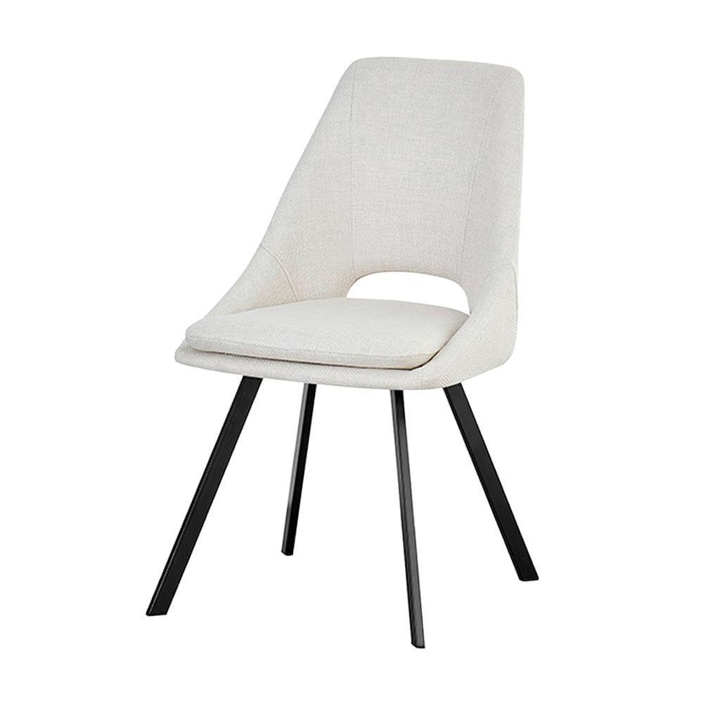 Kit 2 Cadeiras Nora Rivatti 48 Cm (largura) Estofado Em Tecido Off White Base Aço Preto Pintado à Pó - 2