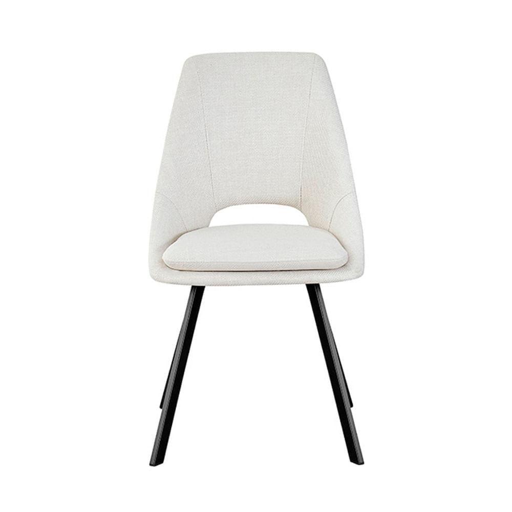 Kit 2 Cadeiras Nora Rivatti 48 Cm (largura) Estofado Em Tecido Off White Base Aço Preto Pintado à Pó - 4