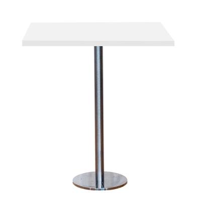Mesa Pisa Beta Bistrô Fratini 107,50cm (a) Disco Redondo Inox Tampo Mdp Quadrado Branco 70cm (l)