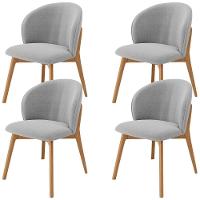 Kit 04 Cadeiras De Jantar E Estar Living Estofada Mia L02 Bouclê Cinza - Lyam Decor - 1