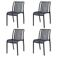 Kit 4 Cadeiras Empilhável área Externa Gávea Cancun Rivatti Monobloco Em Polipropileno Preto - 1