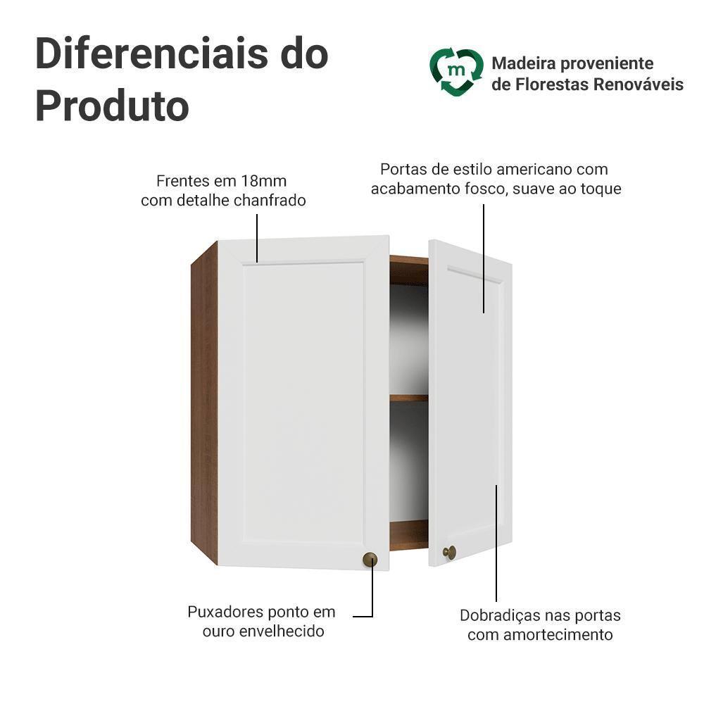 Armário Aéreo 70 Cm 2 Portas Vik Madesa Rustic/branco - 3
