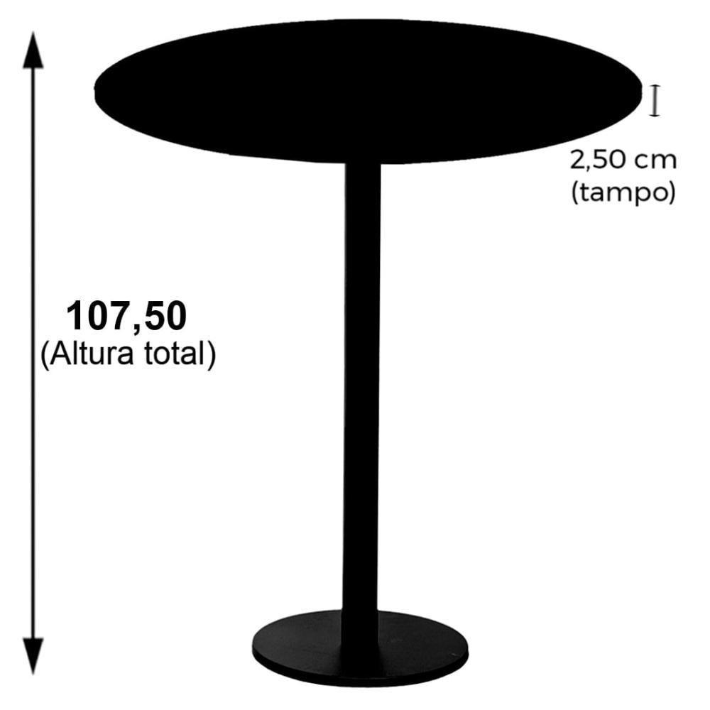 Mesa Pisa Beta Bistrô Fratini 107,50cm (a) Disco Redondo Preto Tampo Mdp Redondo Cinza 80cm (l) - 6