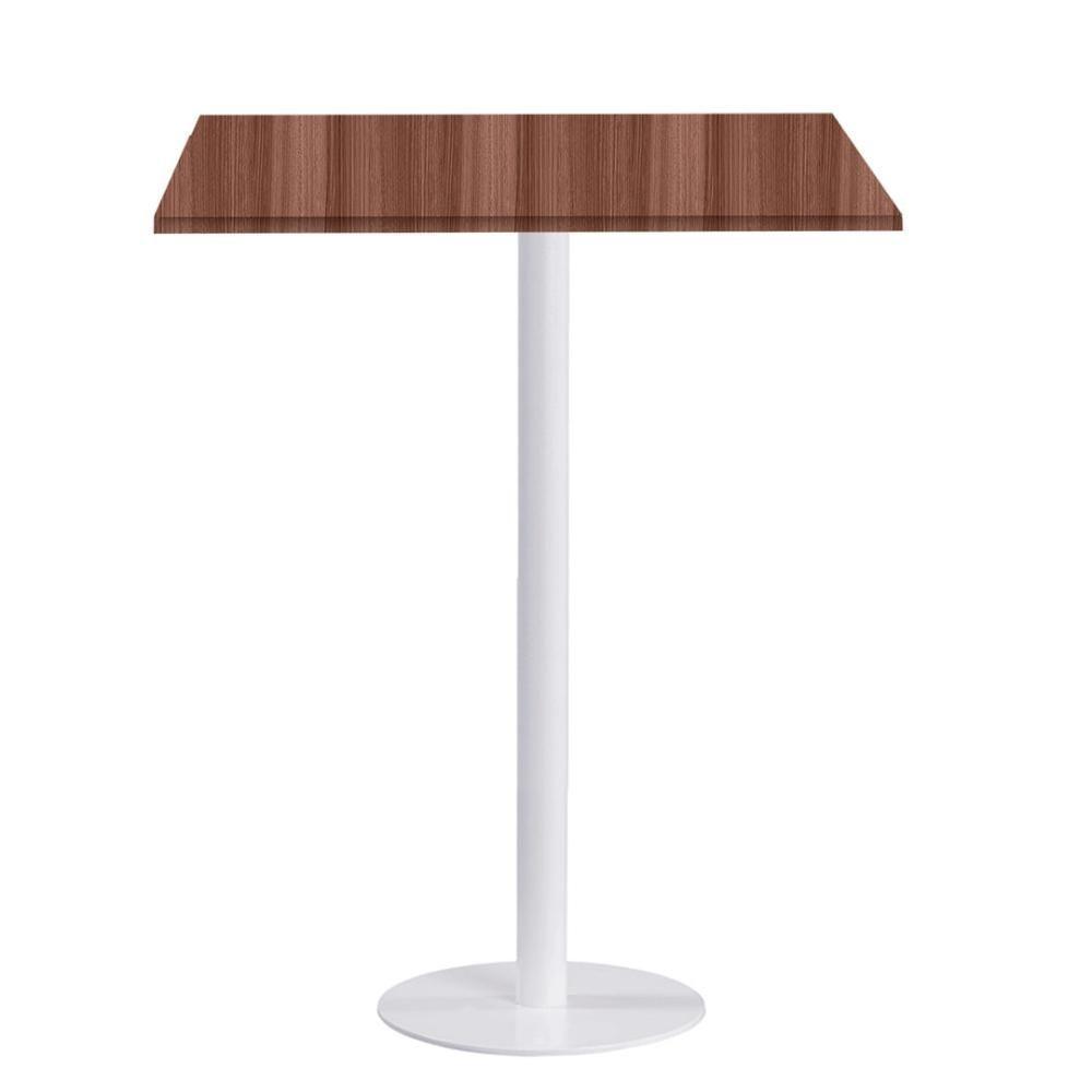 Mesa Pisa Beta Bistrô Fratini 107,50cm (a) Disco Redondo Branco Tampo Mdp Quadrado Walnut 70cm (l) - 1