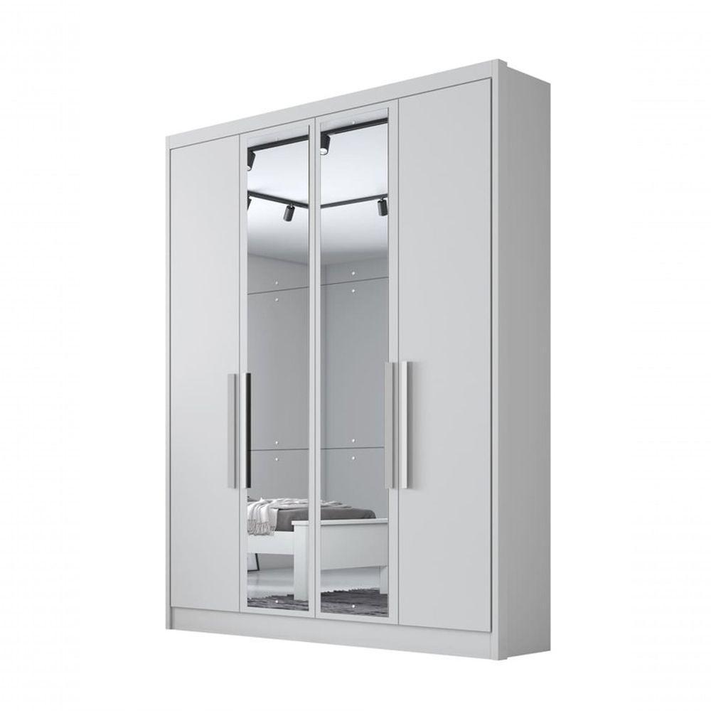 Guarda Roupa Solteiro Com Espelho 4 Portas 3 Gavetas - Moderni -branco - Móveis Novo Horizonte - 2