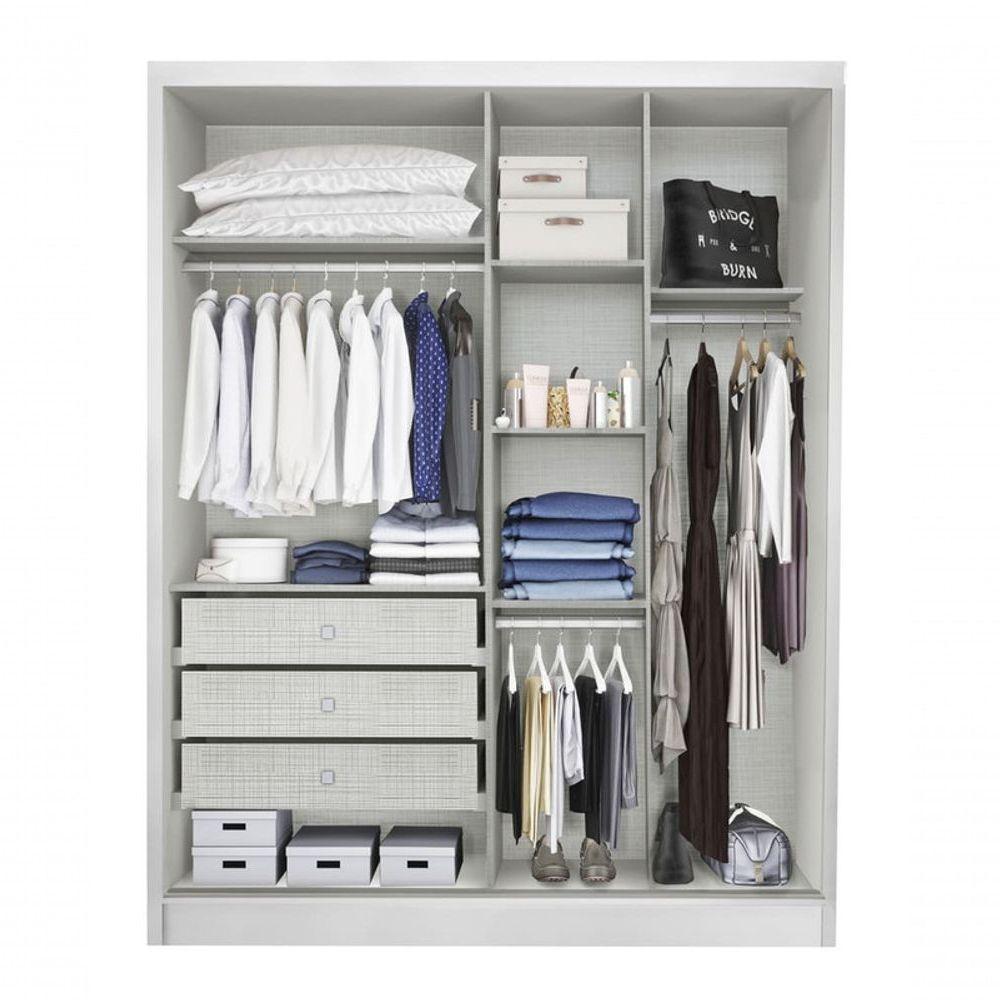 Guarda Roupa Solteiro Com Espelho 4 Portas 3 Gavetas - Moderni -branco - Móveis Novo Horizonte - 3