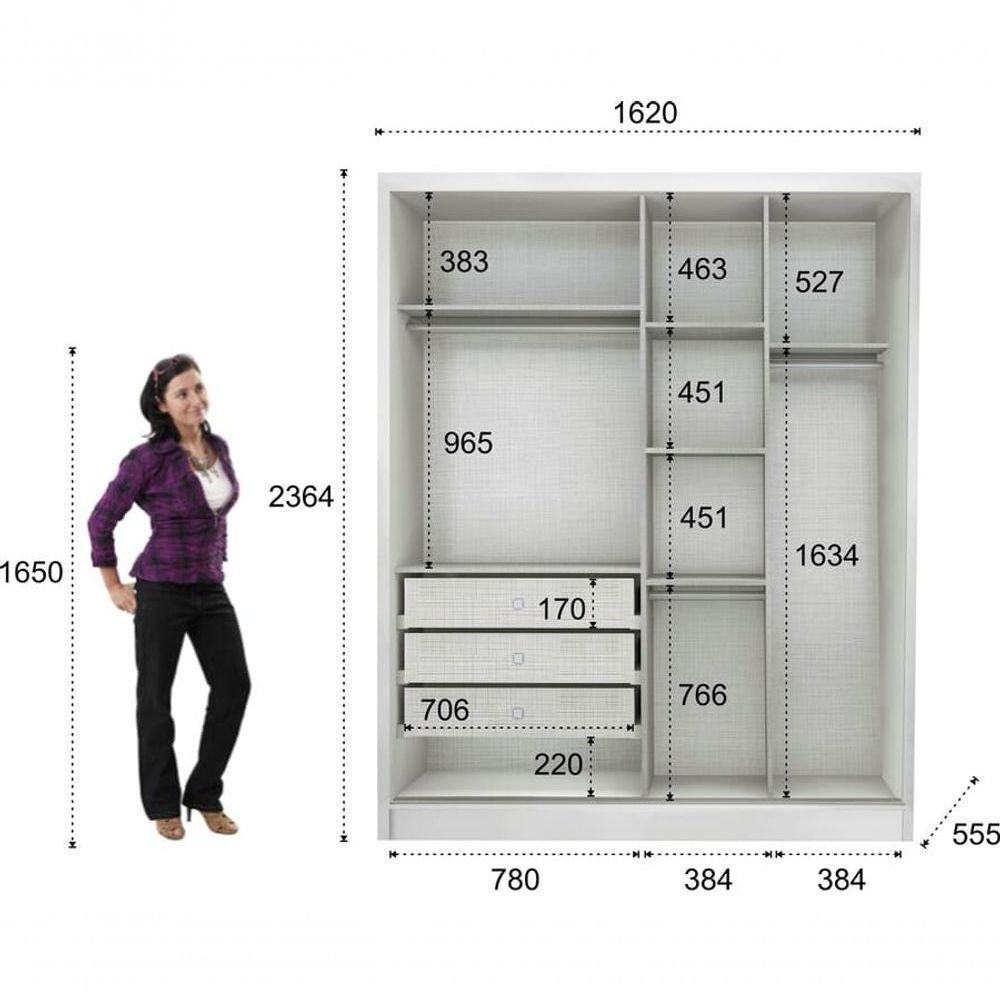 Guarda Roupa Solteiro Com Espelho 4 Portas 3 Gavetas - Moderni -branco - Móveis Novo Horizonte - 4