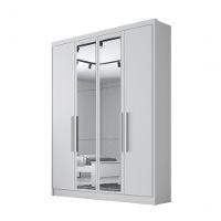 Guarda Roupa Solteiro Com Espelho 4 Portas 3 Gavetas - Moderni -branco - Móveis Novo Horizonte - 2