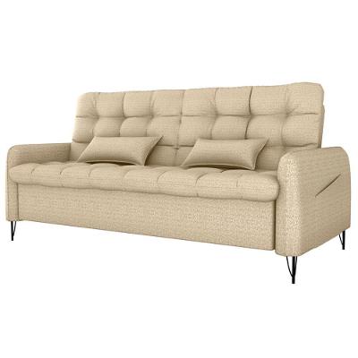 Sofa Cama 2 Lugares 200cm Pillar Linho Vancouver E488 Milani Store Palha