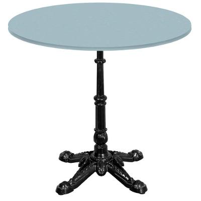 Base De Mesa Apus Em Ferro Preto 75 Cm (alt) Tampo Mdp Redondo Cinza 70 Cm (larg) X 2,5 Cm (alt)
