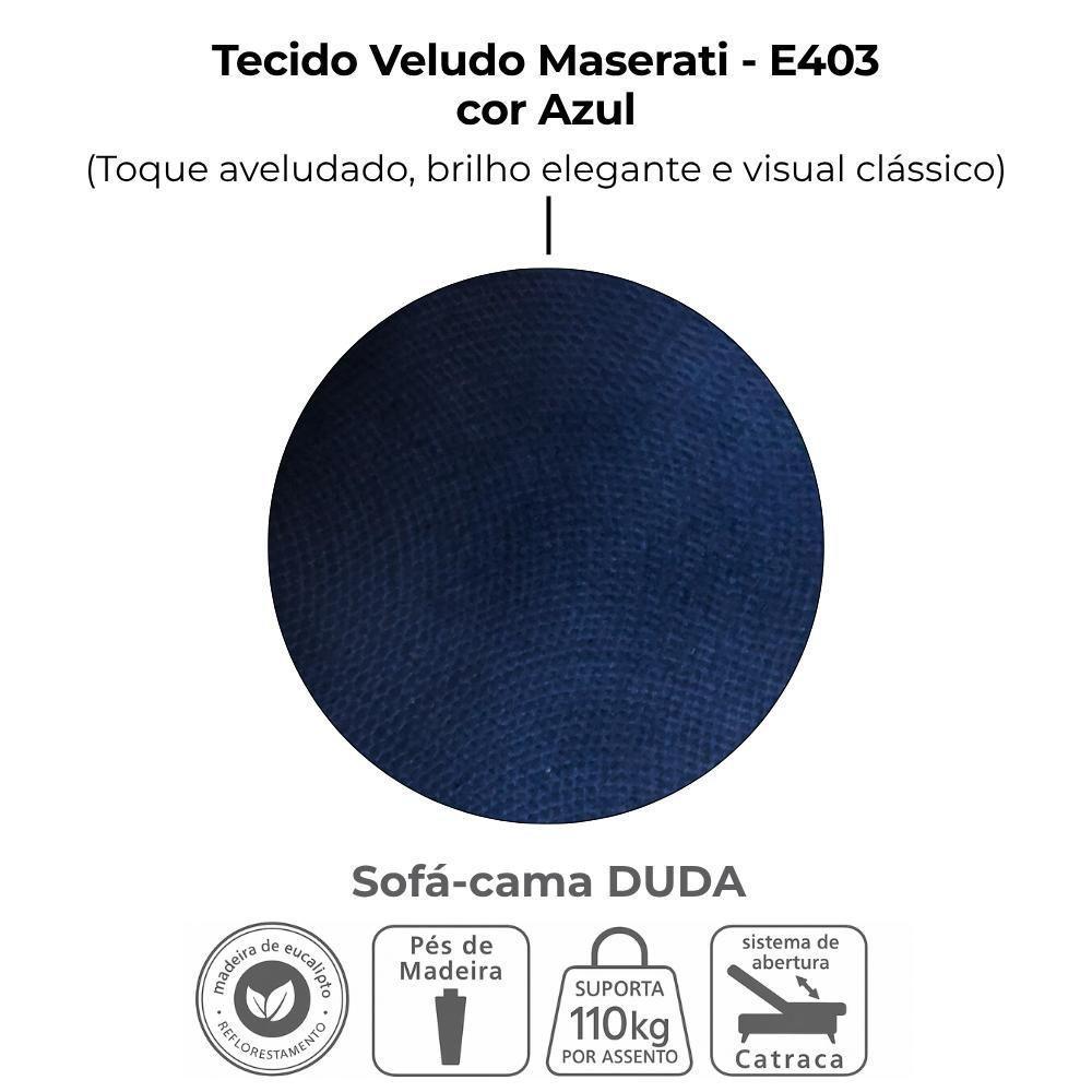 Sofa Cama 2 Lugares 185 Cm Duda Veludo Maserati Milani Store Azul - 5