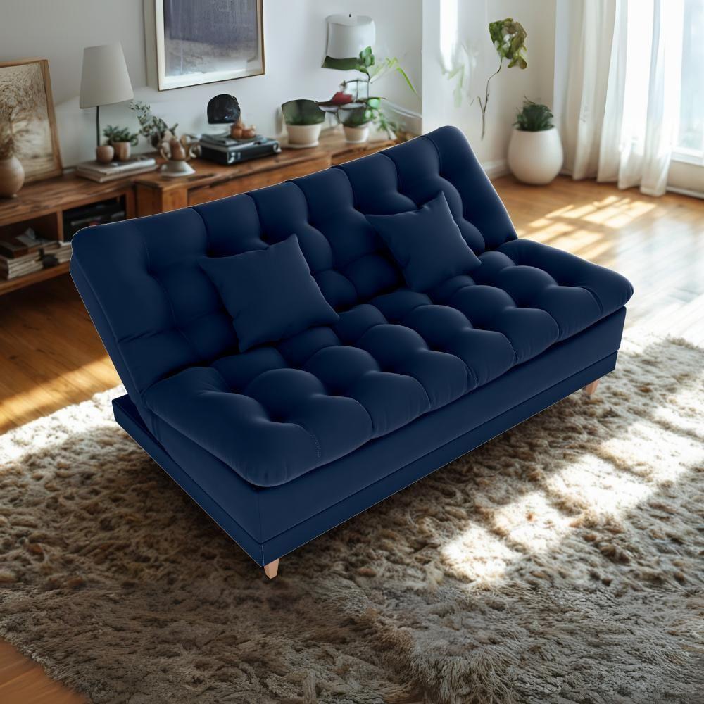 Sofa Cama 2 Lugares 185 Cm Duda Veludo Maserati Milani Store Azul - 8