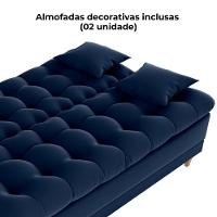 Sofa Cama 2 Lugares 185 Cm Duda Veludo Maserati Milani Store Azul - 6
