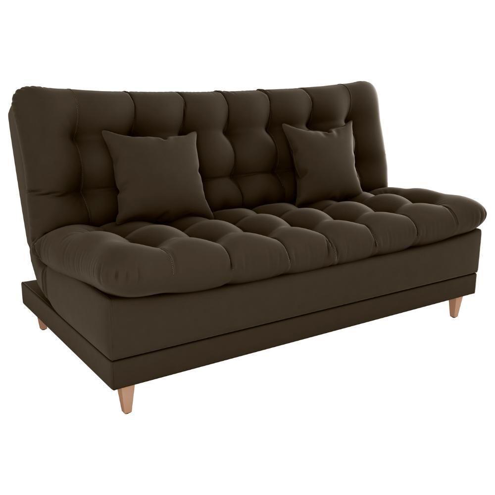 Sofa Cama 2 Lugares 185 Cm Duda Veludo Maserati Milani Store Marrom - 1