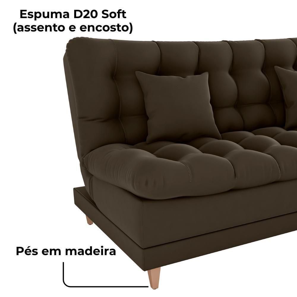 Sofa Cama 2 Lugares 185 Cm Duda Veludo Maserati Milani Store Marrom - 7