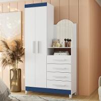 Cômoda New Capri 2 Portas E 4 Gavetas Quadriflex Branco/azul Matte Com Espelho - Móveis Albatroz Branco/azul Matte - 2