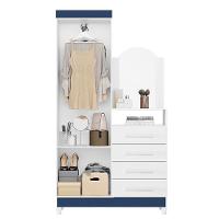 Cômoda New Capri 2 Portas E 4 Gavetas Quadriflex Branco/azul Matte Com Espelho - Móveis Albatroz Branco/azul Matte - 3