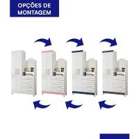 Cômoda New Capri 2 Portas E 4 Gavetas Quadriflex Branco/azul Matte Com Espelho - Móveis Albatroz Branco/azul Matte
