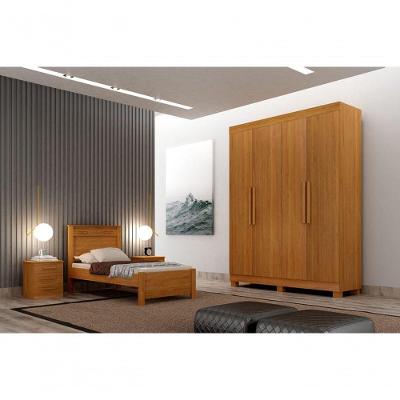 Guarda Roupa Solteiro Canadá 4 Portas 2 Gavetas Cinamomo MDF Leifer Móveis