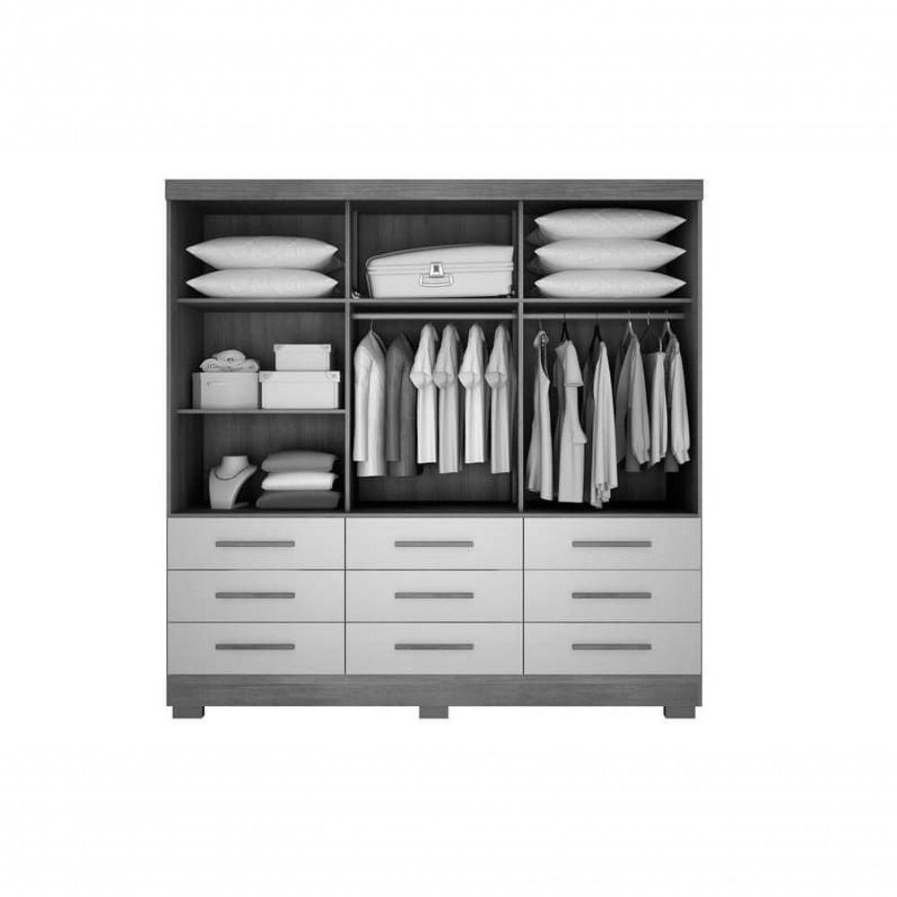 Guarda Roupa Solteiro Com Espelho 3 Portas 9 Gavetas - Buriti-cumaru - Móveis Novo Horizonte - 2