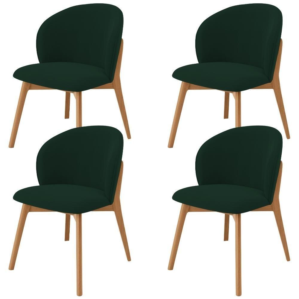 Kit 04 Cadeiras De Jantar E Estar Living Estofada Mia L02 Suede Verde Musgo - Lyam Decor - 1