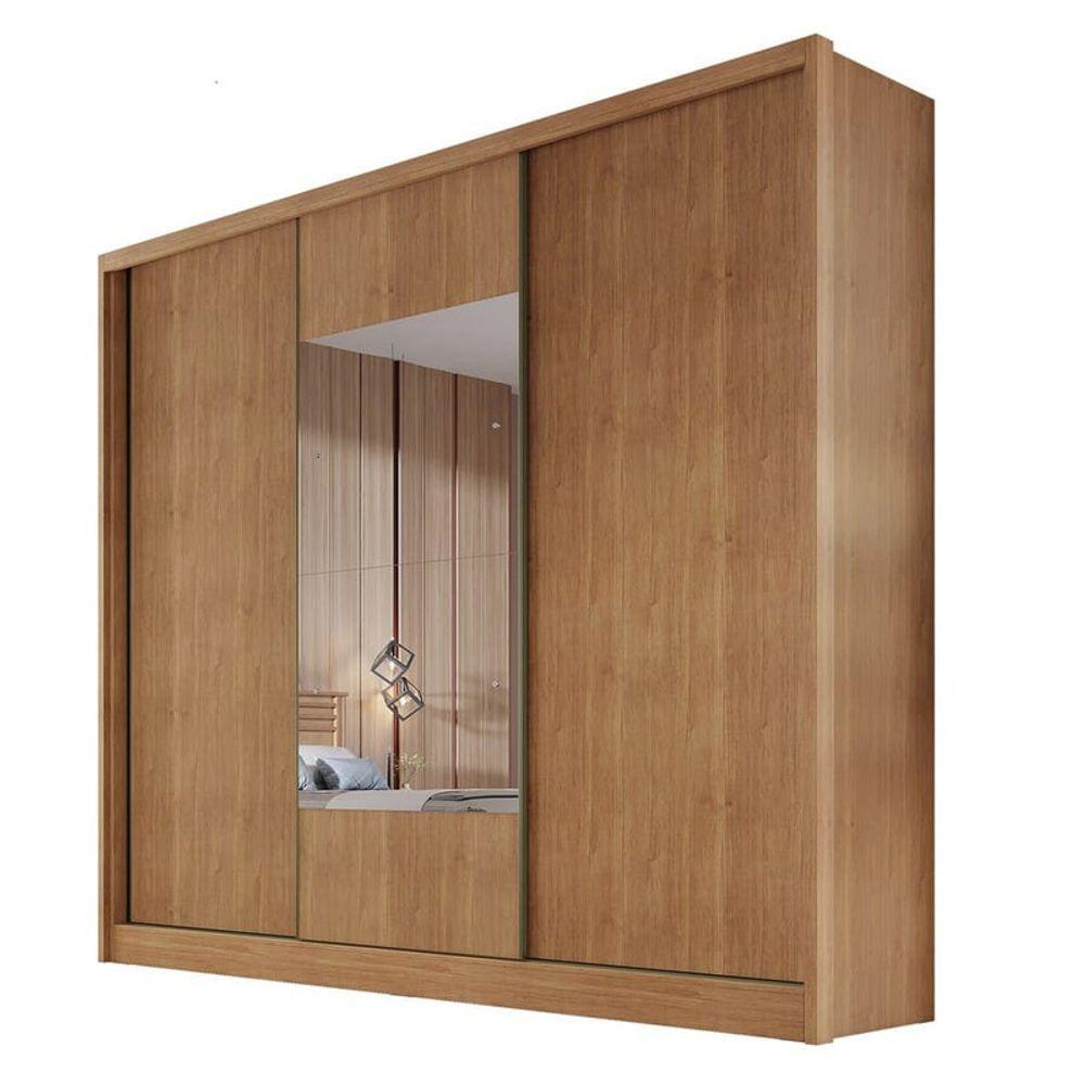 Guarda Roupa Casal Com Espelho 3 Portas 6 Gavetas - Medelim-cumaru - Móveis Novo Horizonte - 3