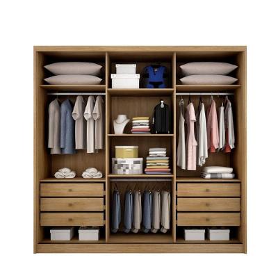 Guarda Roupa Casal Medelim 3 Portas Correr 6 Gavetas Cumaru MDF com Espelho