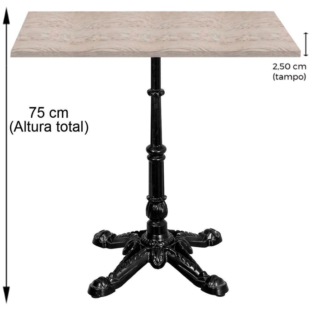 Base De Mesa Apus Em Ferro Preto 75 Cm (alt) Tampo Mdp Quadrado Castanheira 70cm (larg) X 2,5cm Alt - 4