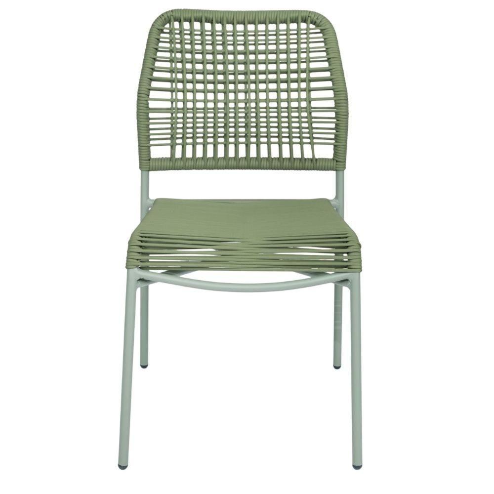 Kit 4 Cadeiras Empilhável Leme Fratini Aço Verde Assento E Encosto Trama De Corda Náutica Verde - 3