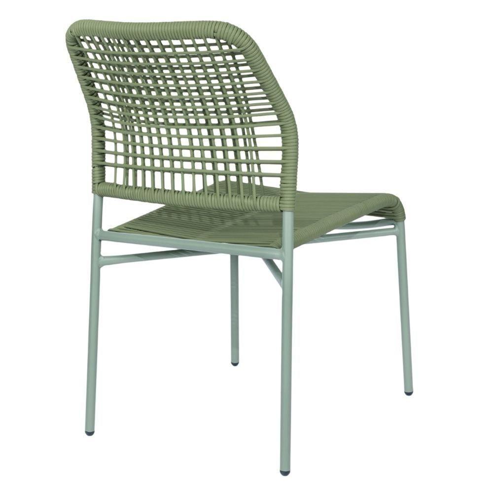 Kit 4 Cadeiras Empilhável Leme Fratini Aço Verde Assento E Encosto Trama De Corda Náutica Verde - 5