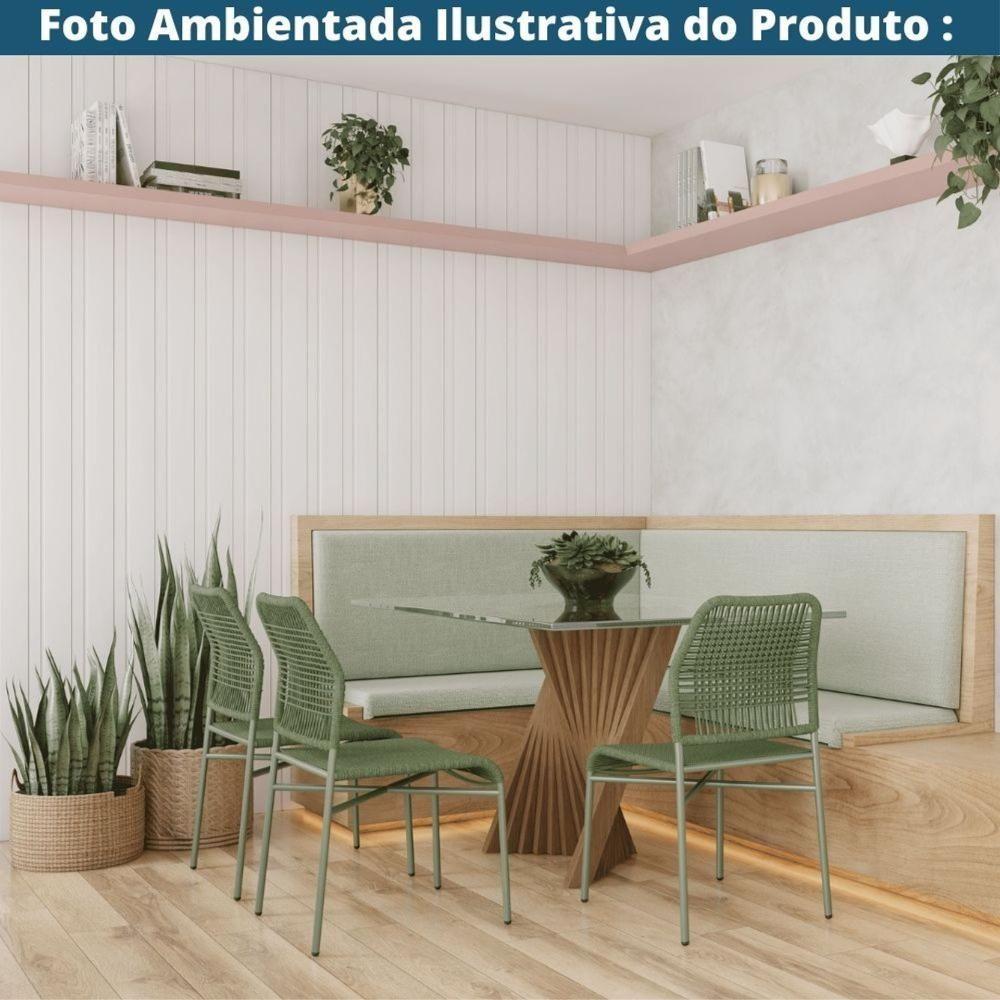 Kit 4 Cadeiras Empilhável Leme Fratini Aço Verde Assento E Encosto Trama De Corda Náutica Verde - 7