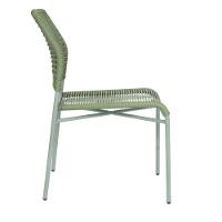 Kit 4 Cadeiras Empilhável Leme Fratini Aço Verde Assento E Encosto Trama De Corda Náutica Verde