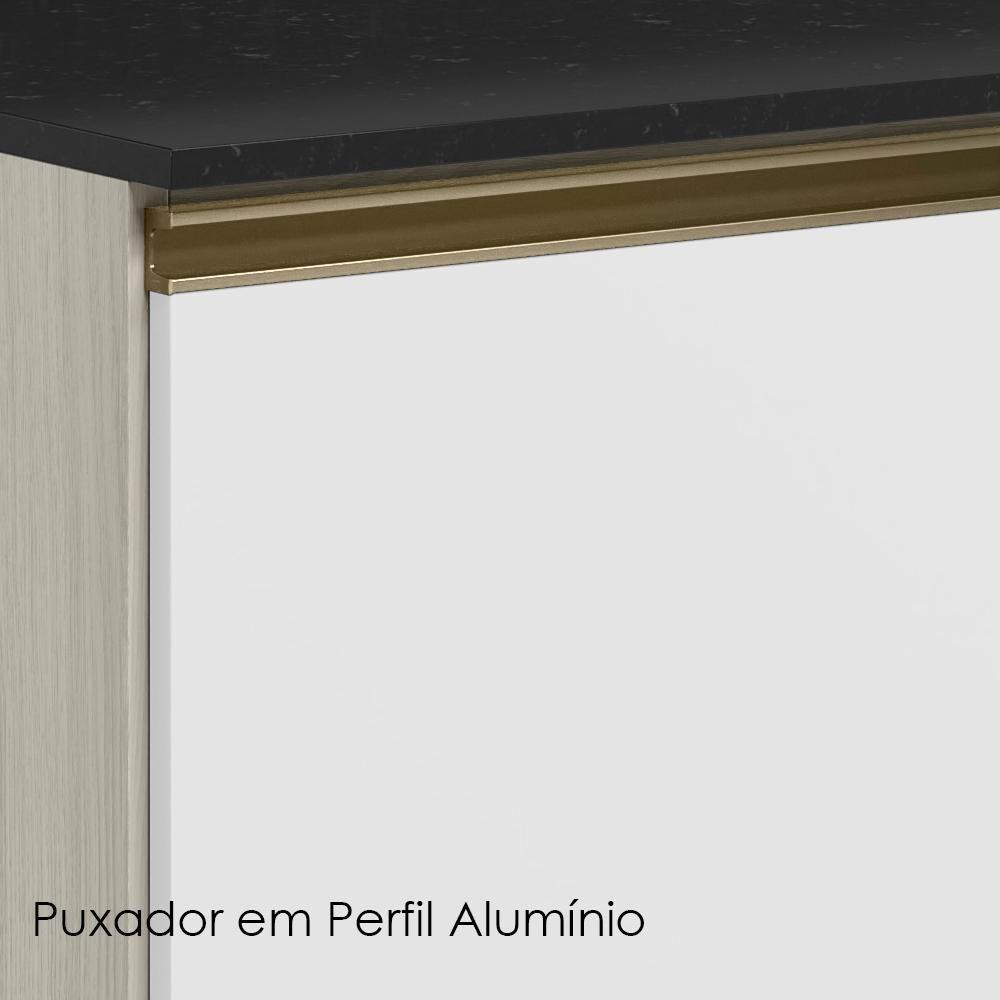 Armario E Balcao Canto Reto 89cm Mdf Kali Nicioli Bianco Toq Branco Uv - 5