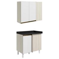 Armario E Balcao Canto Reto 89cm Mdf Kali Nicioli Bianco Toq Branco Uv - 1