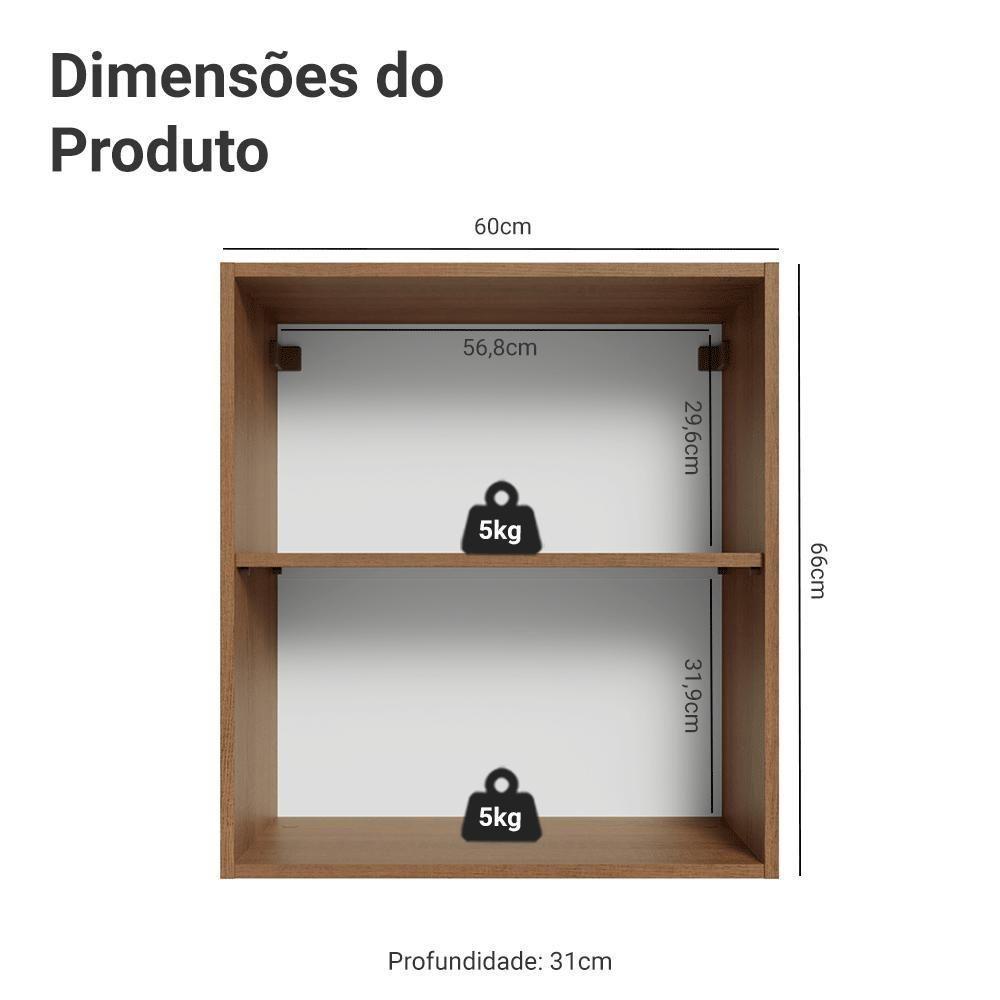 Armário Aéreo 60 Cm 1 Porta Vik Madesa Rustic/verde - 2