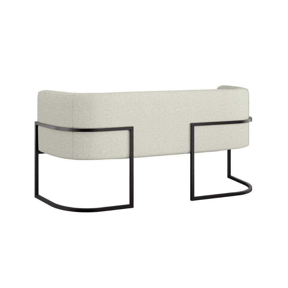 Sofá 2 Lugares Base Metal Preta Reforçada Recepção Bouclê Cor Bege - 4