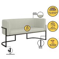 Sofá 2 Lugares Base Metal Preta Reforçada Recepção Bouclê Cor Bege - 2