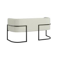 Sofá 2 Lugares Base Metal Preta Reforçada Recepção Bouclê Cor Bege