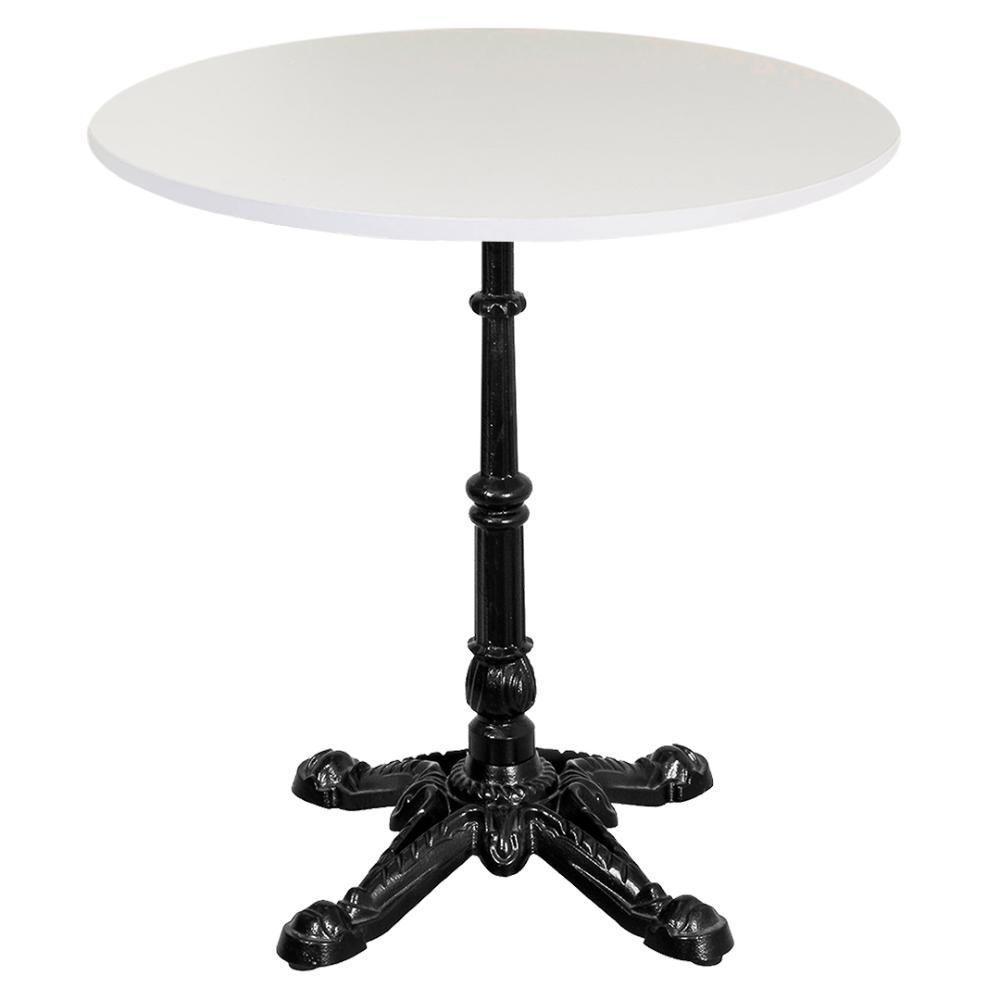 Base De Mesa Apus Em Ferro Preto 75 Cm (alt) Tampo Mdp Redondo Branco 70 Cm (larg) X 2,5 Cm (alt) - 1