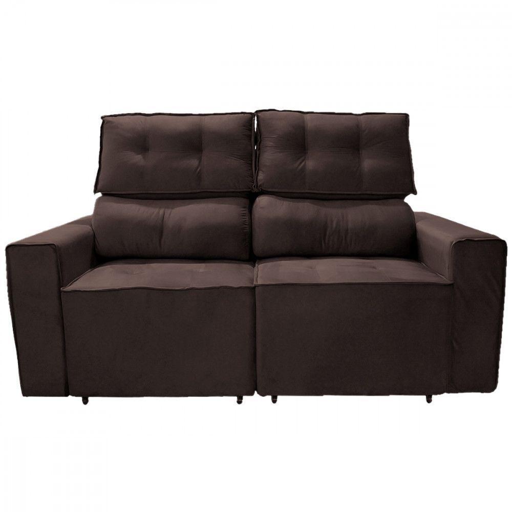 Sofá Para Sala Reclinavel Price 180cm Veludo Chocolate Chocolate - 1